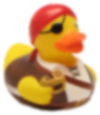 A duck in a pirate costume