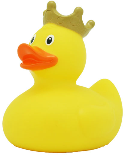 A rubber duck wearing a crown